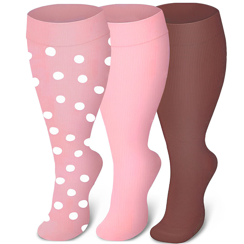 Kompressionsstrümpfe der Pink-Serie in Übergröße (3 Paar) - Mehrfarbig - 4XL - image 0