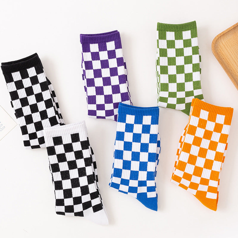 Viertelsocken mit Schachbrettmuster in Übergröße (6 Paar)
