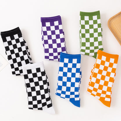Viertelsocken mit Schachbrettmuster in Übergröße (6 Paar)