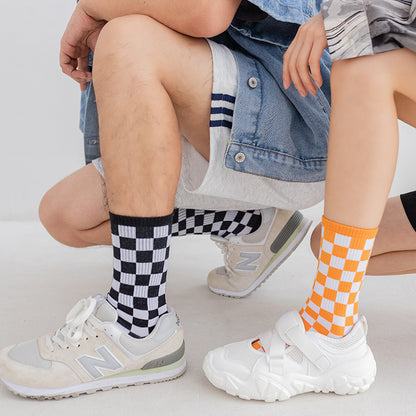 Viertelsocken mit Schachbrettmuster in Übergröße (6 Paar)