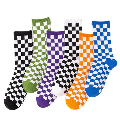 Viertelsocken mit Schachbrettmuster in Übergröße (6 Paar)