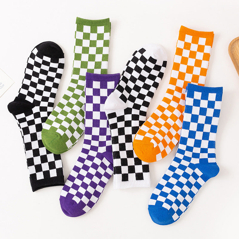 Viertelsocken mit Schachbrettmuster in Übergröße (6 Paar)