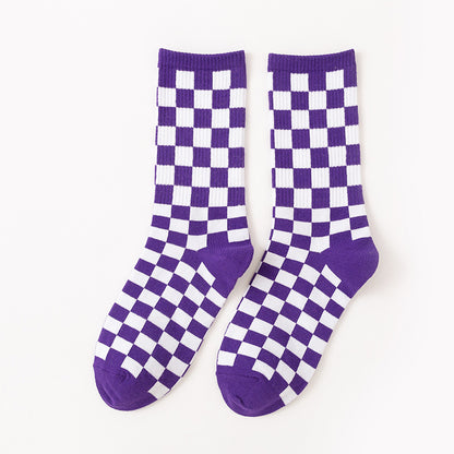 Viertelsocken mit Schachbrettmuster in Übergröße (6 Paar)