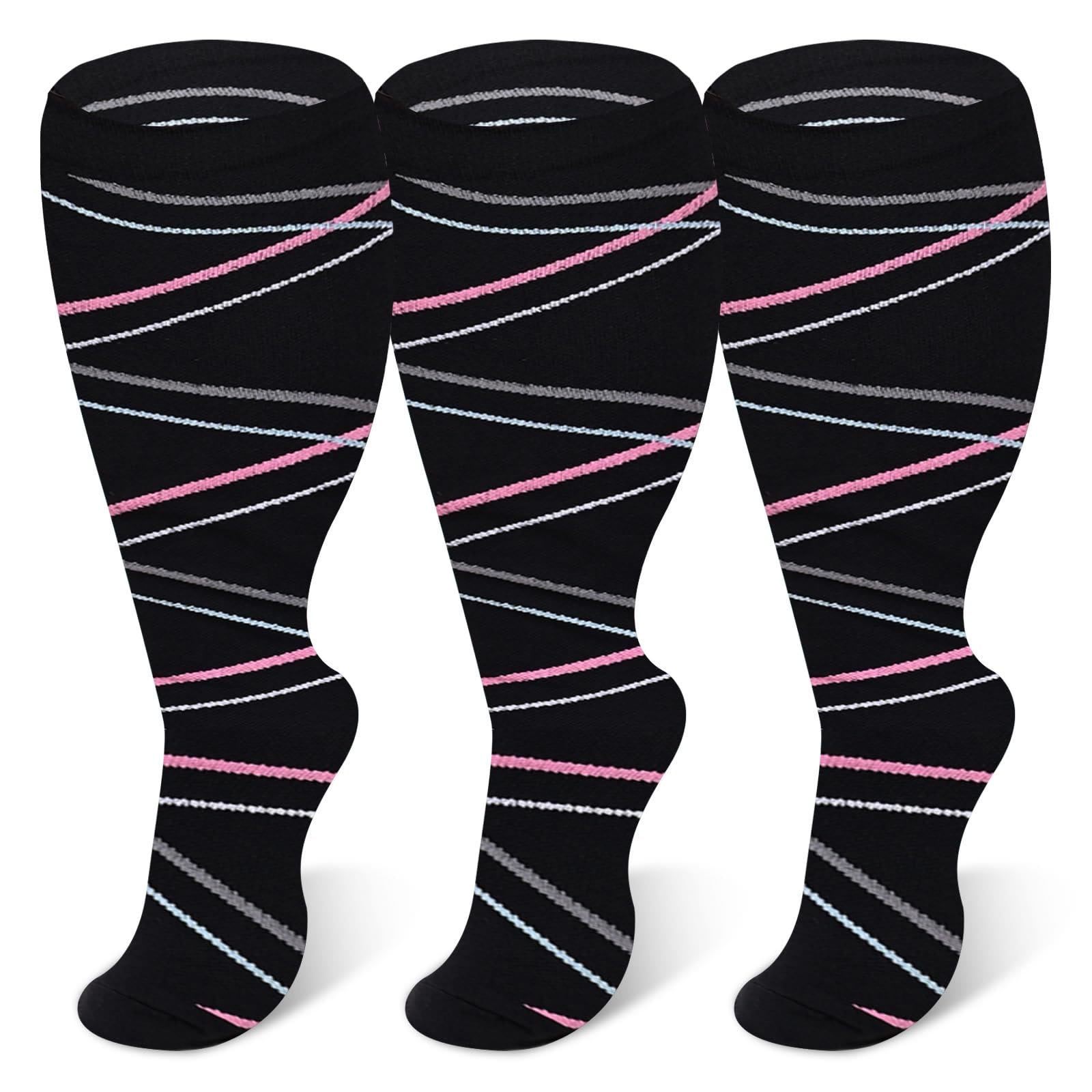 Ribbon Kompressionsstrümpfe in Übergrößen 2XL-7XL (3 Paar) - image 0