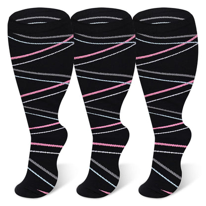 2XL-7XL Ribbon Kompressionsstrümpfe in Übergröße (3 Paar)
