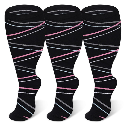 2XL-7XL Ribbon Kompressionsstrümpfe in Übergröße (3 Paar)