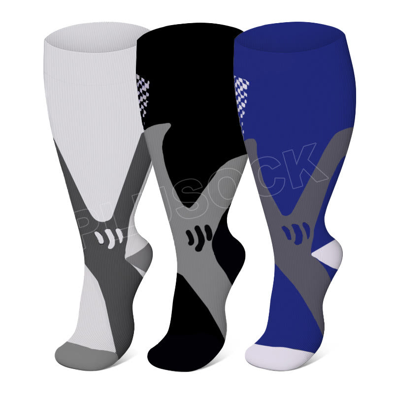 Sportkompressionsstrümpfe für weite Waden in Übergrößen 2XL-7XL (3 Paar) - Mehrfarbig - 7XL - image 2