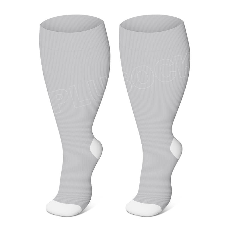 Elastische Kompressionsstrümpfe in Übergröße, einfarbig (3 Paar) - Grau - 4XL - image 1