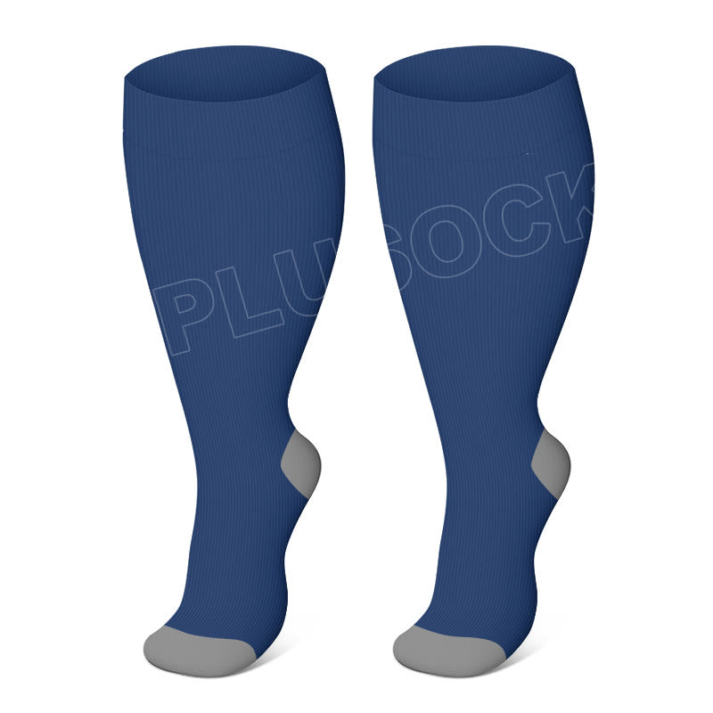 Elastische Kompressionsstrümpfe in Übergröße, einfarbig (3 Paar) - Blau - 4XL - image 2