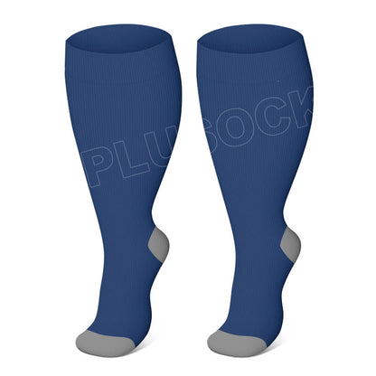Elastische Kompressionsstrümpfe in Übergröße, einfarbig (3 Paar) - Blau - 4XL - image 2