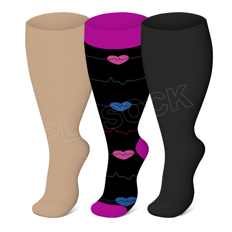 Plusock Lila EKG-Socken, einfarbig, Übergröße 2XL-7XL (3 Paar) - Mehrfarbig - 7XL - image 0