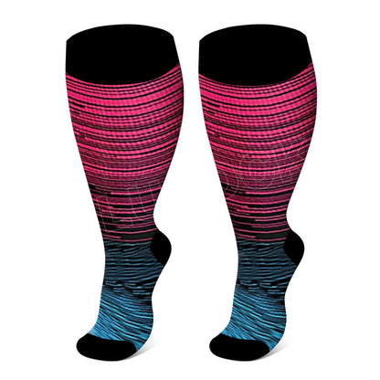 Bunte Cool Lines Kompressionsstrümpfe in Übergrößen 2XL- 7XL - Rose - 7XL - image 1