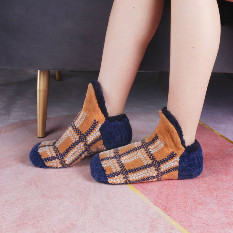 Übergrößen-Hausschuhsocken mit Gittermuster - Gelb - EU40-42 (US7-8,5) - image 3