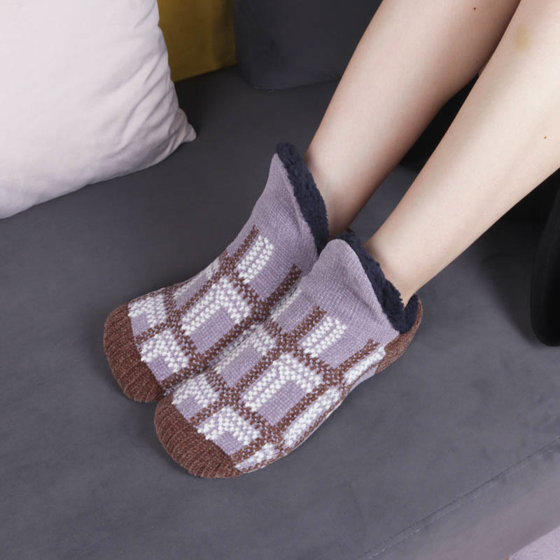 Übergrößen-Hausschuhsocken mit Gittermuster - Grau - EU40-42 (US7-8,5) - image 5