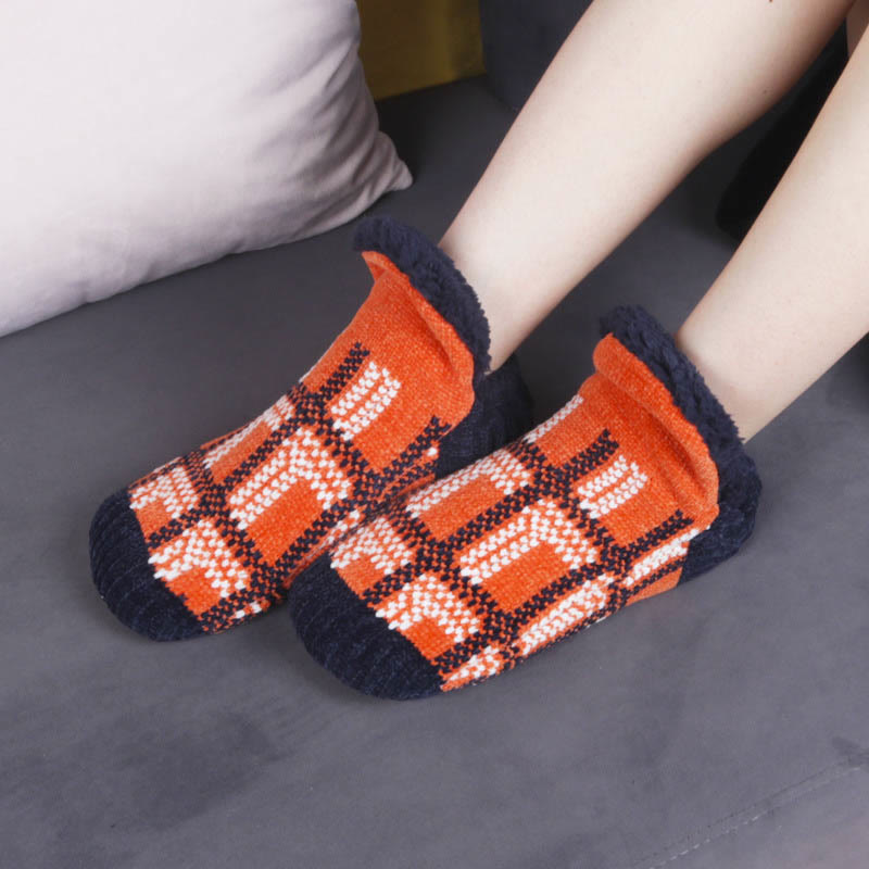 Übergrößen-Hausschuhsocken mit Gittermuster - Orange - EU40-42 (US7-8,5) - image 1