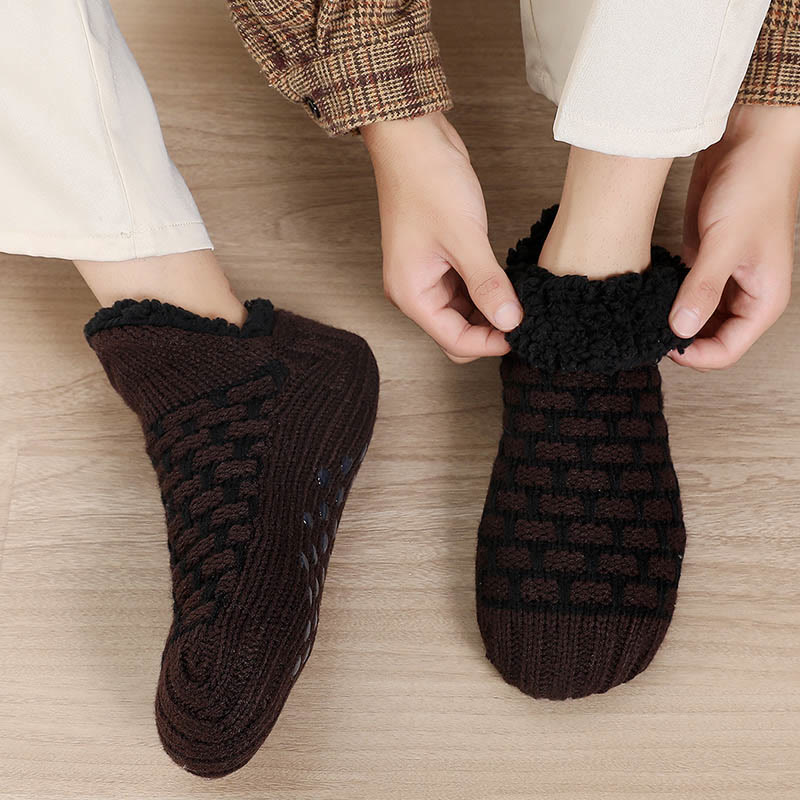Übergröße Slipper-Socken mit rechteckigem Gittermuster - Kaffee - EU40-43 (US7-9) - image 7