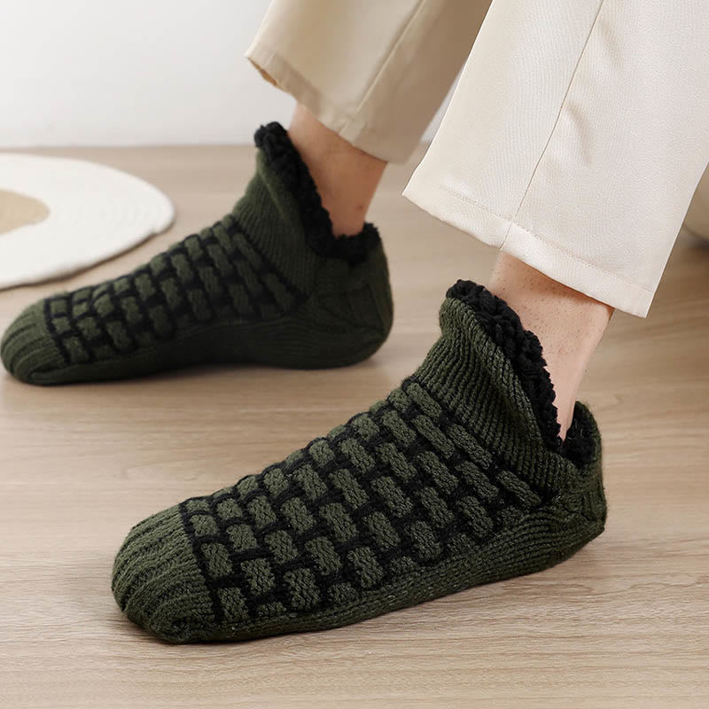 Übergröße Slipper-Socken mit rechteckigem Gittermuster - Armeegrün - EU40-43 (US7-9) - image 3