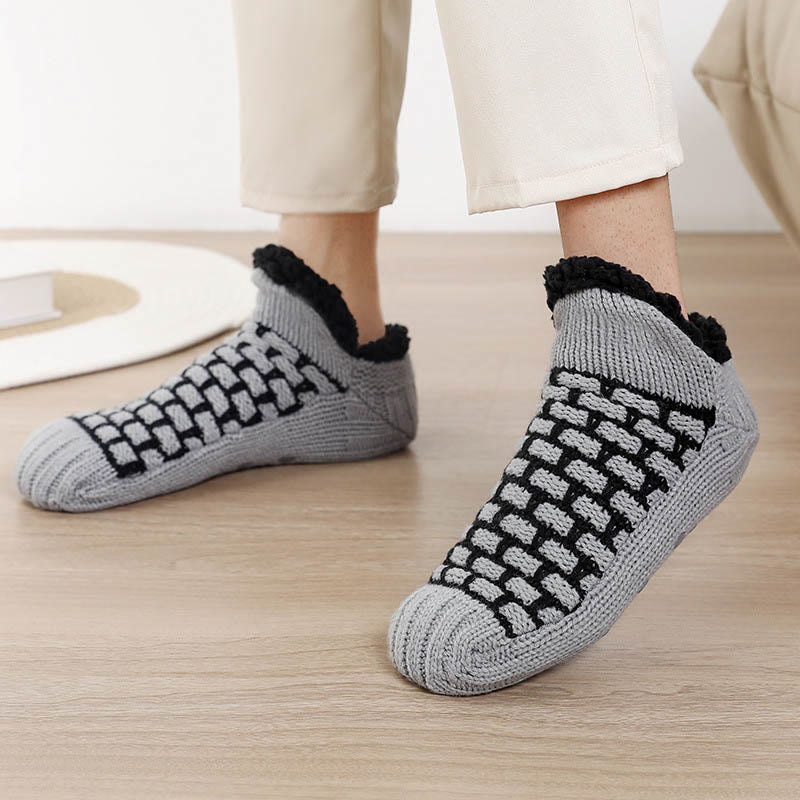 Übergröße Slipper-Socken mit rechteckigem Gittermuster - Grau - EU40-43 (US7-9) - image 6