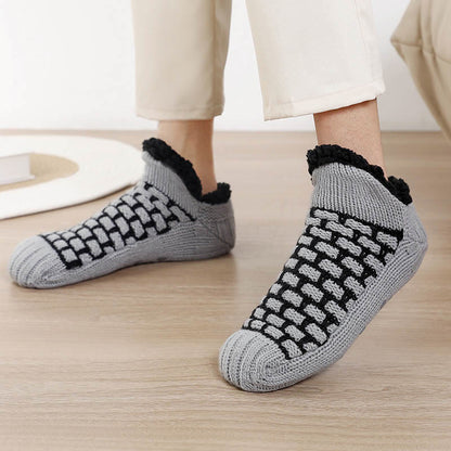 Übergröße Slipper-Socken mit rechteckigem Gittermuster - Grau - EU40-43 (US7-9) - image 6