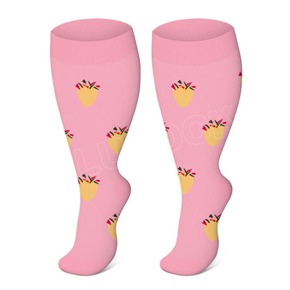 Ananas-Elektrokardiogramm-Kompressionsstrümpfe in Übergröße (3 Paar) - Rosa - 4XL - image 6