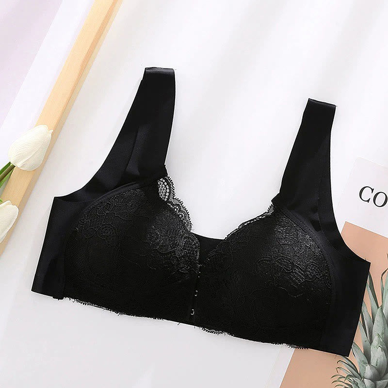 Bügellose Spitzen-BHs mit Vorderverschluss - Schwarz - 5XL - image 14