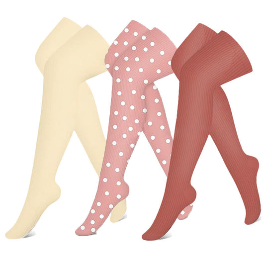 Rosa, orange und beige Kompressionsstrümpfe mit Oberschenkelhöhe (3 Paar) - Mehrfarbig - S/M - image 0