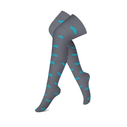 Grau-blaue Colorblock-Kompressionsstrümpfe mit Oberschenkelhöhe (3 Paar) - Herz - S/M - image 6