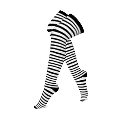 Klassische schwarze Kompressionsstrümpfe bis zum Oberschenkel (3 Paar) - Streifen - S/M - image 4
