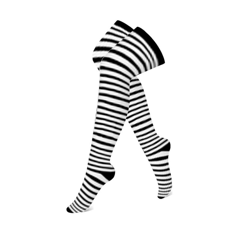 Klassische schwarze Kompressionsstrümpfe bis zum Oberschenkel (3 Paar) - Streifen - S/M - image 4