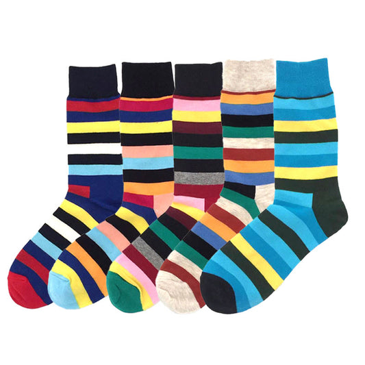 Viertelsocken mit farbigen Streifen in Übergröße (5 Paar)