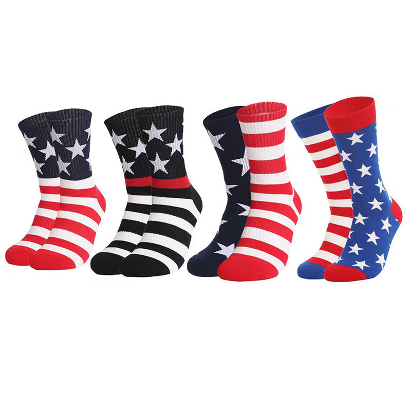 Viertelsocken mit amerikanischen Flaggenmotiven (4 Paar) - image 0