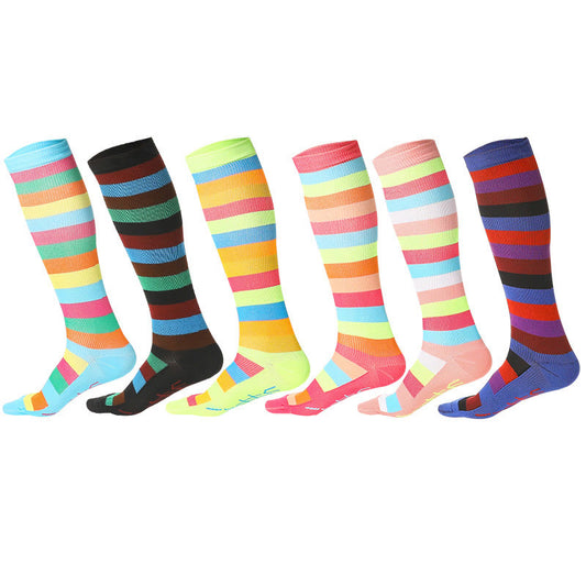 Kniestrümpfe mit Regenbogenstreifen (6 Paar) - Mehrfarbig - S/M - image 0