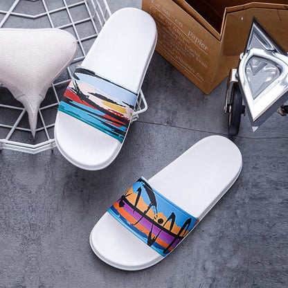 Übergröße Badelatschen mit Ölgemälde am Meer (2 Paar)