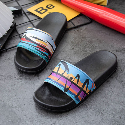 Übergröße Badelatschen mit Ölgemälde am Meer (2 Paar)