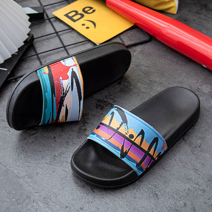 Übergröße Badelatschen mit Ölgemälde am Meer (2 Paar)