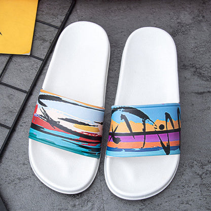 Übergröße Badelatschen mit Ölgemälde am Meer (2 Paar)