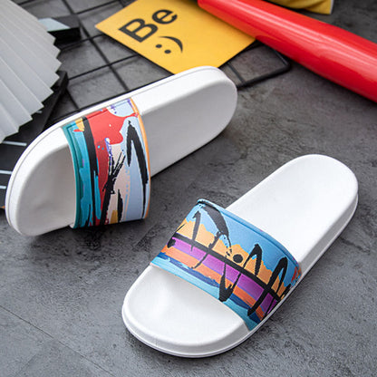 Übergröße Badelatschen mit Ölgemälde am Meer (2 Paar)