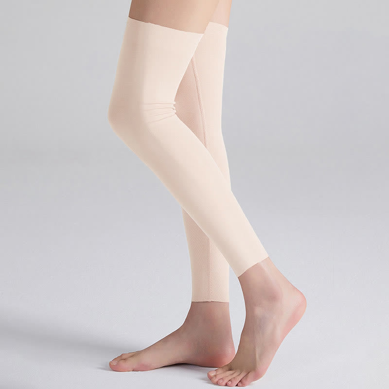 Modale, einfarbige, atmungsaktive Kompressionsstrümpfe bis zum Oberschenkel - Beige - XL - image 5