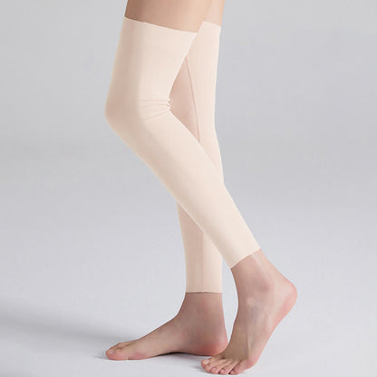 Modale, einfarbige, atmungsaktive Kompressionsstrümpfe bis zum Oberschenkel - Beige - XL - image 5