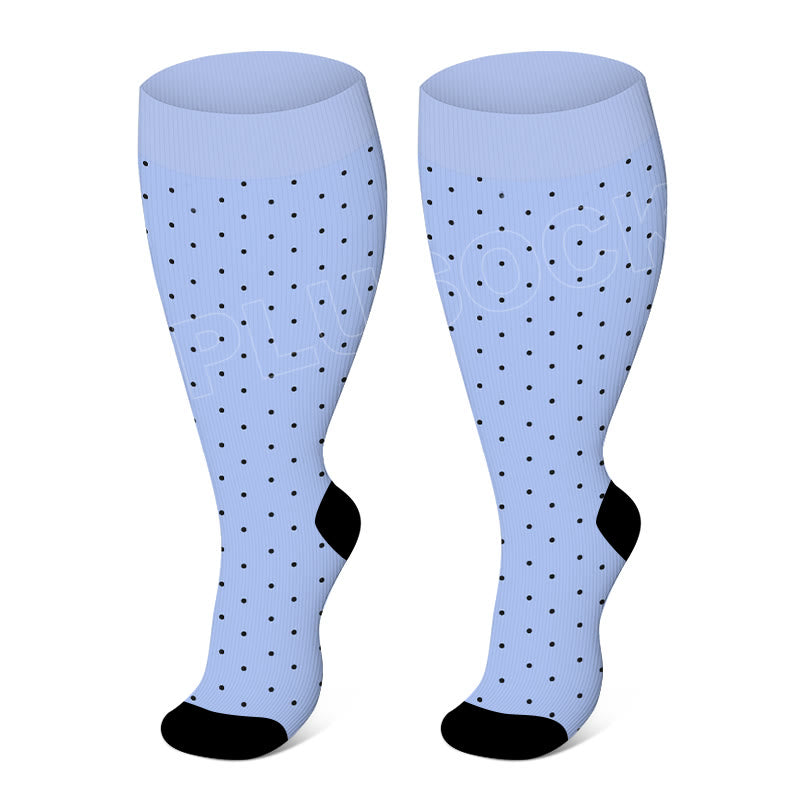 Elastische Kompressionsstrümpfe in Übergröße, einfarbig - Blaue Punkte - 4XL - image 2