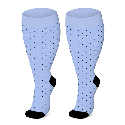 Elastische Kompressionsstrümpfe in Übergröße, einfarbig - Blaue Punkte - 4XL - image 2