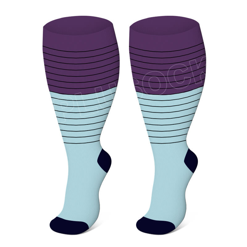 Elastische Kompressionsstrümpfe in Übergröße, einfarbig - Lila - 4XL - image 6