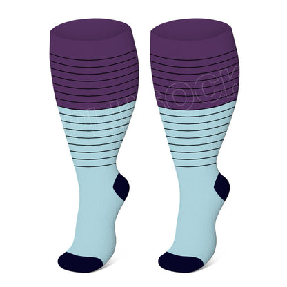 Elastische Kompressionsstrümpfe in Übergröße, einfarbig - Lila - 4XL - image 6