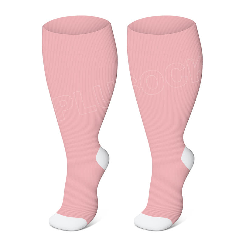 Elastische Kompressionsstrümpfe in Übergröße, einfarbig - Rosa - 4XL - image 9