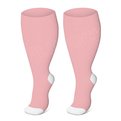 Elastische Kompressionsstrümpfe in Übergröße, einfarbig - Rosa - 4XL - image 9