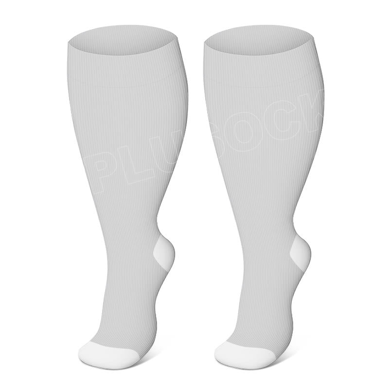 Elastische Kompressionsstrümpfe in Übergröße, einfarbig - Grau - 4XL - image 7