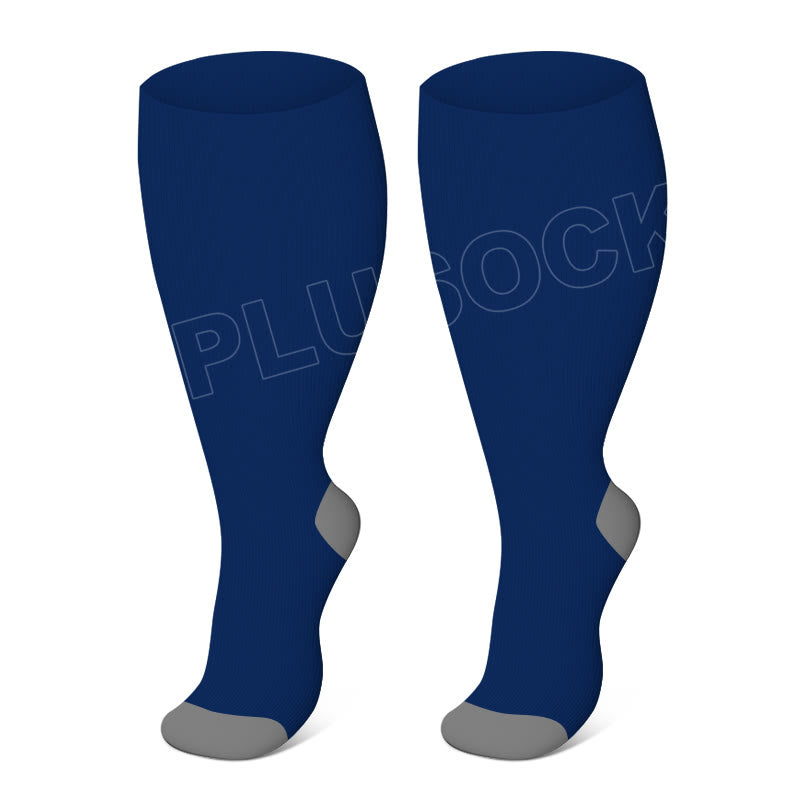 Elastische Kompressionsstrümpfe in Übergröße, einfarbig - Blau - 4XL - image 8