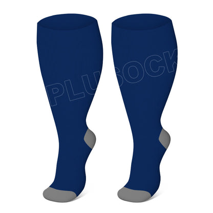 Elastische Kompressionsstrümpfe in Übergröße, einfarbig - Blau - 4XL - image 8