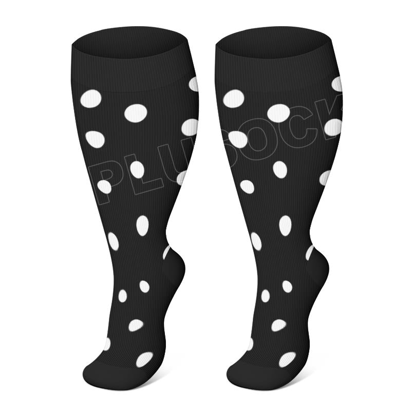 2XL-4XL Plus Size Polka Dots Kompressionsstrümpfe