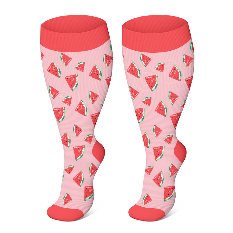 2XL-4XL Plus Size Farbmuster Kompressionsstrümpfe - Wassermelone - 4XL - image 3